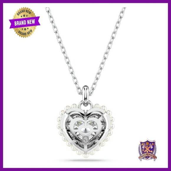 Heart Crystal Pendant Necklace Rhodium Setting 14-18 Inch Chain - Picture 5 of 8